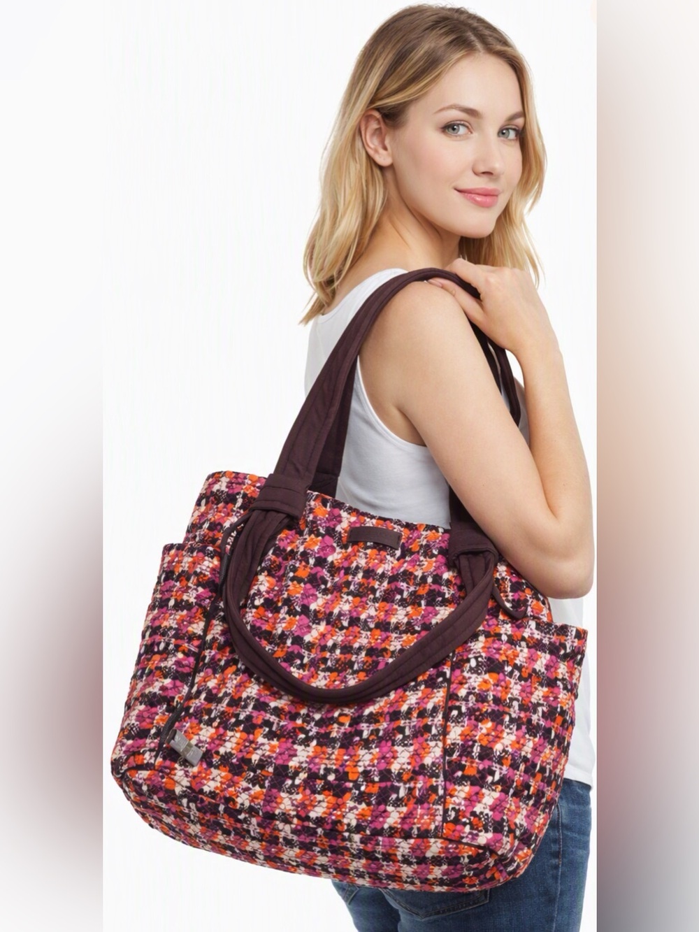 Vera Bradley Hadley East West Tote Bag in Houndstooth Tweed Sz OS
